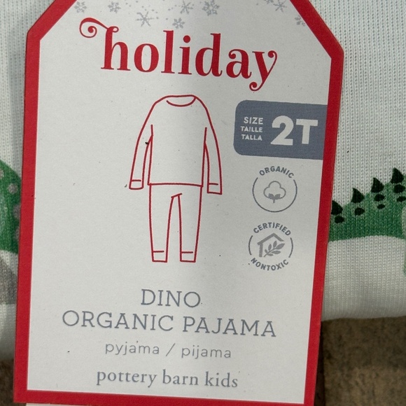 Christmas Dino Organic Cotton Pajama Set - PBK - Picture 6 of 9